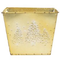 Artikel Pflanzgefäß Metall mit glitzerndem Tannenmotiv 18cm