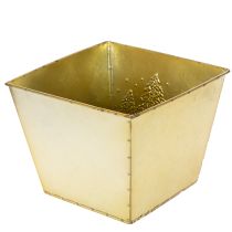 Artikel Pflanzgefäß Metall mit glitzerndem Tannenmotiv 18cm