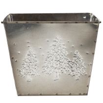 Artikel Metall Übertopf quadratisch mit Tannen Motiv 18cm
