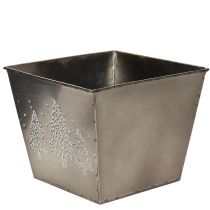 Artikel Metall Übertopf quadratisch mit Tannen Motiv 18cm