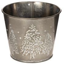 Artikel Metall Übertopf mit Glitzer Tannen 13cm