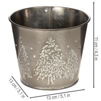 Artikel Metall Übertopf mit Glitzer Tannen 13cm