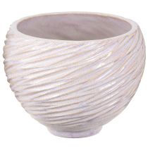 Artikel Keramik-Pflanzschale Creme-Rosa – Moderner Deko-Übertopf mit Rillenmuster Ø15cm 2St