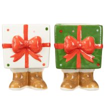 Artikel Keramik Weihnachtsdeko Übertopf Geschenkdesign mit niedlichen Füßen
