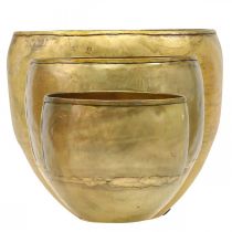 Artikel Deko Vasen Messing-Optik Metallvasen Ø18/15/12,5cm 3er-Set