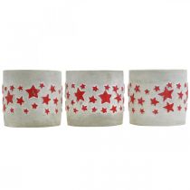 Artikel Keramikdeko Sternmuster, Pflanzgefäß, Beton-Optik, Adventsdeko Ø10,5cm H9,5cm 3St