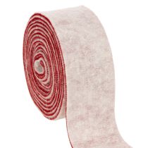 Artikel Topfband zweifarbig aus 100% Wolle als dekoratives Filzband Weiß/Rot 7,5cm 5m