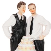 Artikel Tortenfigur Männerpaar mit Torte 16,5cm