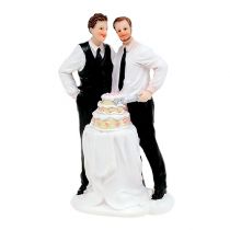 Tortenfigur Männerpaar mit Torte 16,5cm