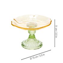 Artikel Dekoteller mit Fuß Glas Blume Floraler Stil ideal für festliche Präsentation 15cm