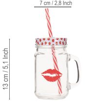Artikel Trinkglas mit Deckel & Henkel Ø7cm H13,5cm