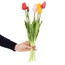Artikel Kunstblumen Tulpenstrauß bunt realistische Dekoration hochwertig für Zuhause 43cm 7St