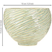 Artikel Übertopf Dekoschale Keramik in Grün Ø15cm H11cm 2St