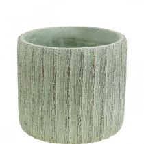 Übertopf Keramik Grün Retro gestreift Ø12,5cm H11,5cm