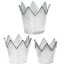 Artikel Übertopf Krone Metall Deko Zink Ø21,5/19,5/17cm 3er-Set