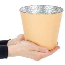 Artikel Übertopf Metall Blumenübertopf Pastell Orange Ø16cm H14cm