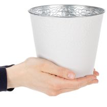 Artikel Übertopf Metall Blumenübertopf Pastell Weiß Ø16cm H14cm