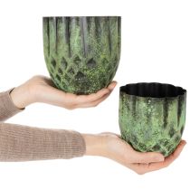 Artikel Übertopf Metall Vintage Blumentopf Grün Ø14/12cm 2er-Set