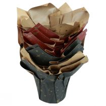 Artikel Übertopf Papier Sterne Rot/Anthrazit/Natur Ø12cm H12cm 9St