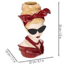 Artikel Kopfvase Frau mit Sonnenbrille und Perlenkette 30cm