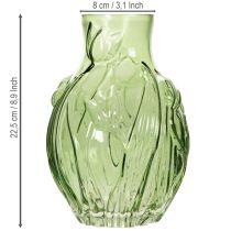 Artikel Vase aus Glas mit geprägtem Tulpendesign für Raumgestaltung 22,5cm