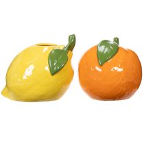 Artikel Zitrusvase Orange und Zitrone als extravagantes Wohnaccessoire Sommerdeko 10cm 2St