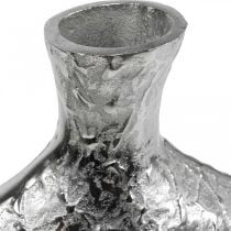 Deko Vase Metall Gehämmert Blumenvase Silber 24x8x27cm
