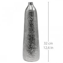 Deko Vase Metall Gehämmert Blumenvase Silber Ø9,5cm H32cm