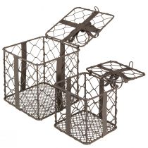Artikel Vintage Drahtkorb Geschenk Metall Grau 10,5/7,5cm Set à 2 St