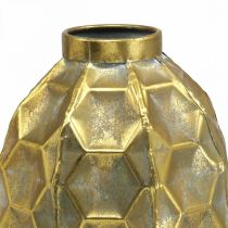 Vintage Vase Gold Blumenvase Vase Wabenoptik Ø22,5cm H31cm