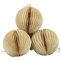 Artikel Wabenbälle Wabenkugeln Weihnachten Creme Gold Ø8cm 4St