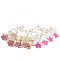 Artikel Wanddeko Holz Blume Schmetterling Weiß Rosa 10×9cm 8St