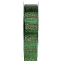 Weihnachtsband mit Goldfäden Grün 25mm 20m