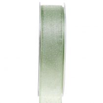 Weihnachtsband mit Glimmer Grün 25mm 20m