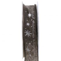 Weihnachtsband mit Spruch Braun 25mm 20m