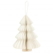 Artikel Hängedeko Weihnachtsbaum Papier Weiß Silber 20cm 5er Set