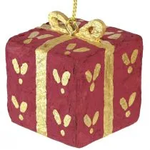 Artikel Weihnachtsdeko Pappmaschee Geschenk Anhänger 6cm 3St