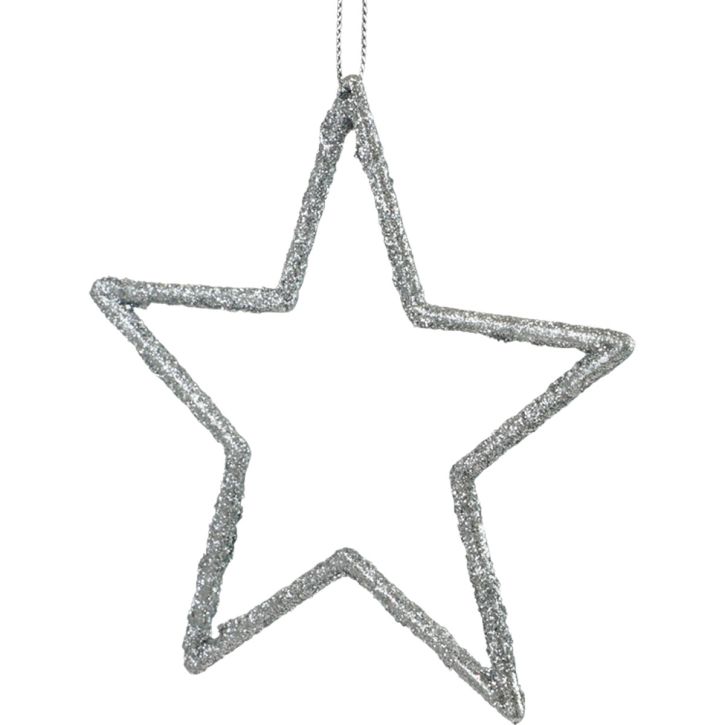Artikel Weihnachtsdeko Stern Anhänger Silbern Glitter 12cm 12 Stück Weihnachtsbaum Deko Christbaumschmuck
