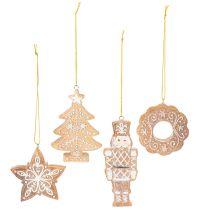 Artikel Weihnachtsanhänger Lebkuchen Zuckerguss Optik Nussknacker Stern Baum Kranz 6cm 4St