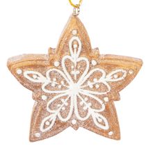 Artikel Weihnachtsanhänger Lebkuchen Zuckerguss Optik Nussknacker Stern Baum Kranz 6cm 4St