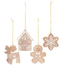 Artikel Weihnachtsanhänger Honigkuchen Optik Rentier Lebkuchenmann Schneeflocke 7cm 4st