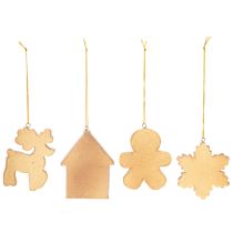 Artikel Weihnachtsanhänger Honigkuchen Optik Rentier Lebkuchenmann Schneeflocke 7cm 4st