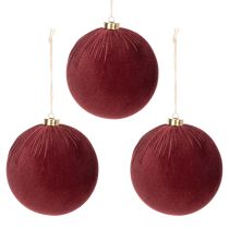 Artikel Weihnachtskugel Rot Samtoptik zum Aufhängen 15cm 3St