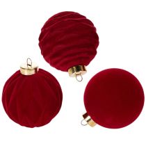 Artikel Weihnachtskugel samtige Oberfläche Rot 8cm 12St