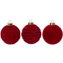 Artikel Weihnachtskugel samtige Oberfläche Rot 8cm 12St