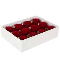 Artikel Weihnachtskugel samtige Oberfläche Rot 8cm 12St