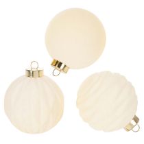 Artikel Weihnachtskugel Ornament in Weiß Struktur-Mix 8cm 12St
