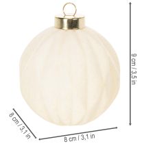 Artikel Weihnachtskugel Ornament in Weiß Struktur-Mix 8cm 12St