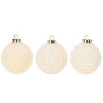 Artikel Weihnachtskugel Ornament in Weiß Struktur-Mix 8cm 12St