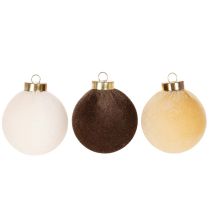 Artikel Weihnachtskugel Samtoptik Mix warme Farbtöne 8cm 12St
